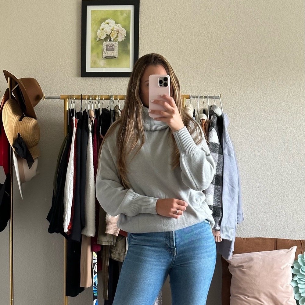 Gray Turtleneck Sweater